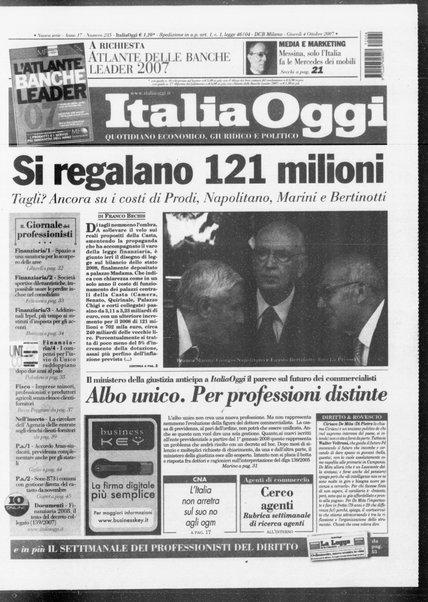 Italia oggi : quotidiano di economia finanza e politica